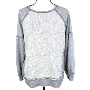 Altar’d State Gray Lace Front Sweatshirt